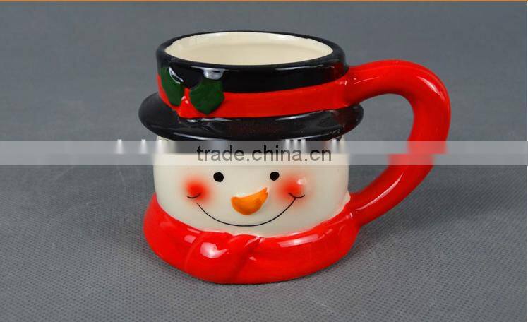 creative hot-selling lovely cartoon christmas snowman model of red and black ice cream ceramic mug with handle