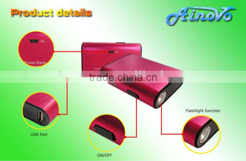 2016 Metal case flashlight function new design 5600MA power bank
