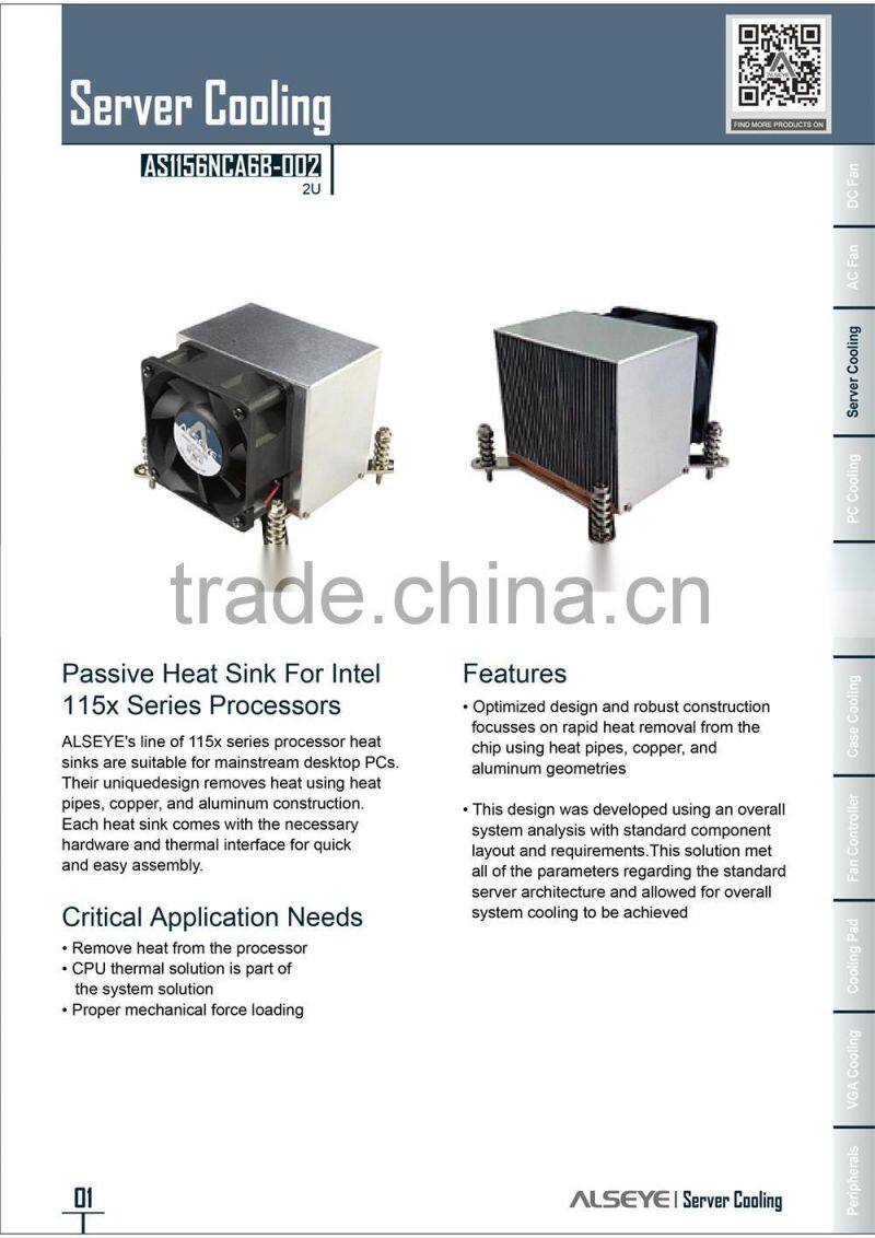 Alseye manufacturer BA0406 2u case processor cooler fan liquid cool solutions