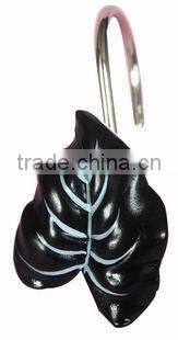 plant design shower curtain with12 pcs decorative resin hooks