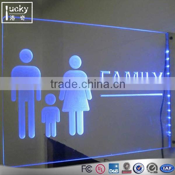 Acrylic toilet letter channel sign ,custom all kinds led toilet edge lit sign
