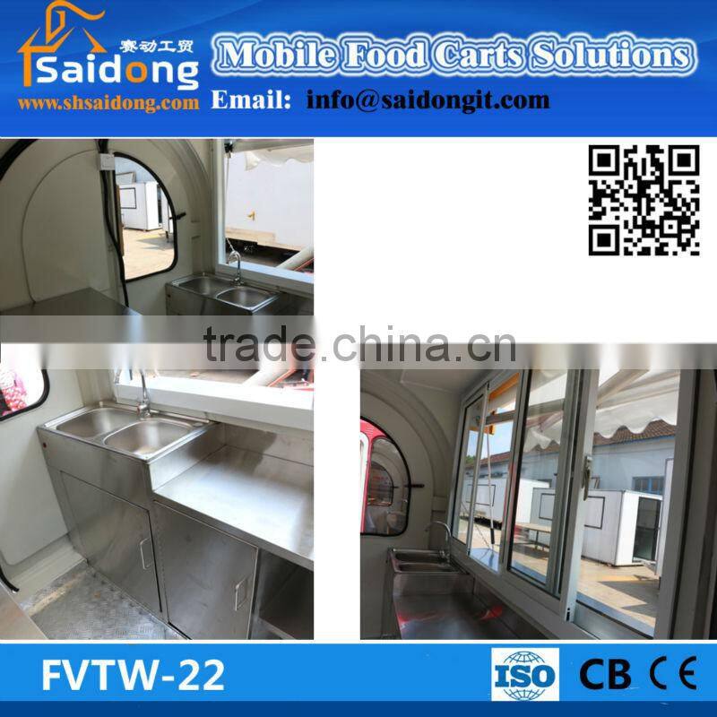 Outdoor Fiberglass Commercial Hot Dog Vending Cart Fast Food Trailer for sales