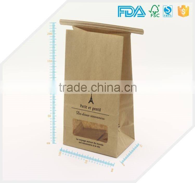 Custom printing food Grade flat bottom brown kraft sos greaseproof potato chips bag for snack food