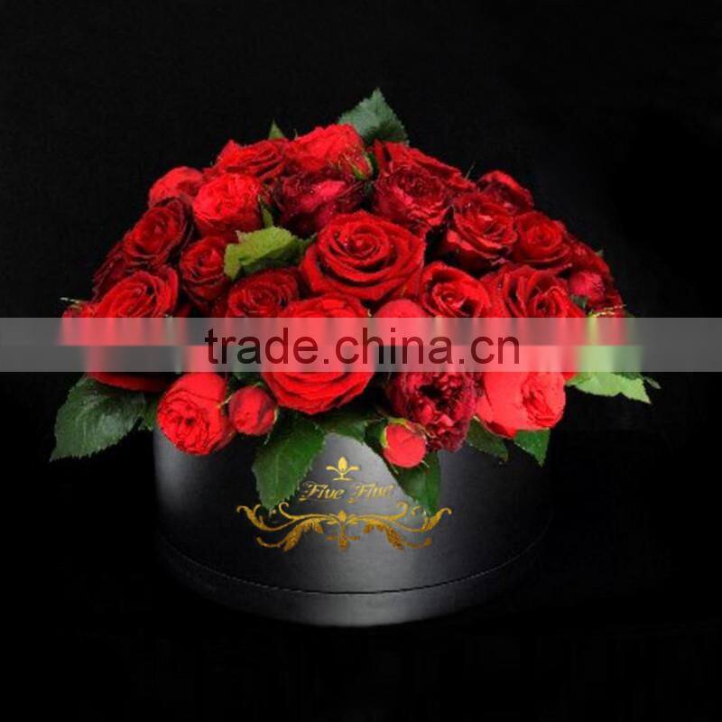 Luxury handmade Black Cardboard Paper Flower Gift Box Packing Factory in China