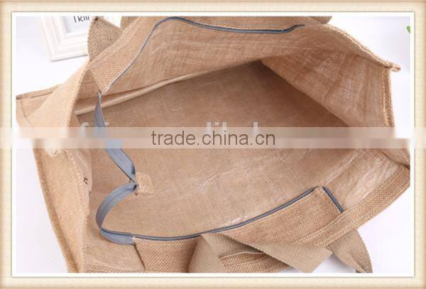 Promotional fashion double handles jute shopping bag