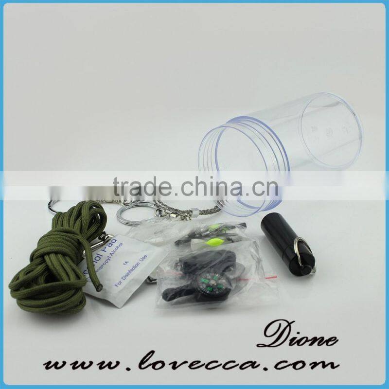 Survival paracord fish kit bag 10 in 1 Multifuction Outdoor fishing kit survival tool