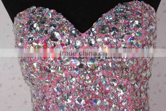 Heavy Handmade Off Shoulder Detachable Deep V-neck Beaded Real Short Front Long Train Prom Dresses