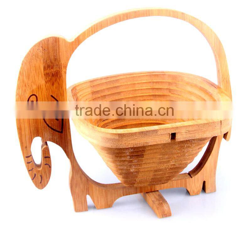 BK007/Eco-friendly folding bamboo fruit basket elephant shape bamboo fruit basket