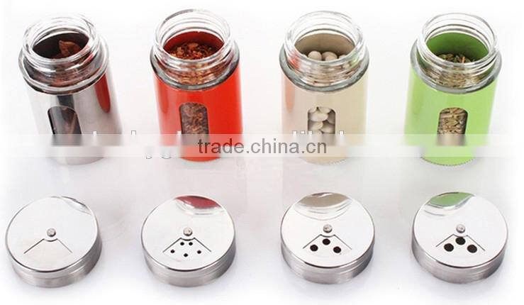 9pcs/set round seasoing glass shaker bottle rack set