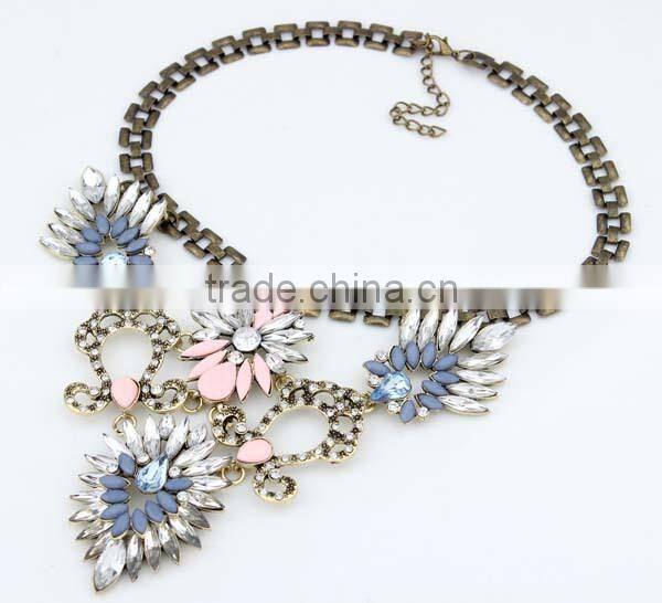 New Luxury Multicolor Flower Vintage Choker Collar Pendant Statement Necklace Women Fashion Necklaces for Women 2014