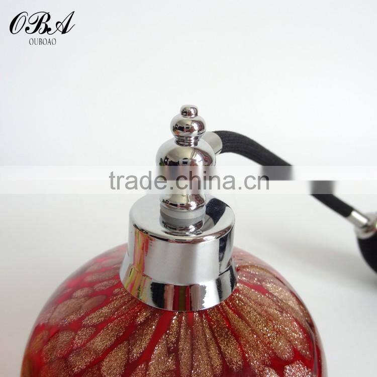 Handmade red gold pot air bag glass perfume bottle / Wholesale 80ml empty glass air bag atomizer perfume bottle
