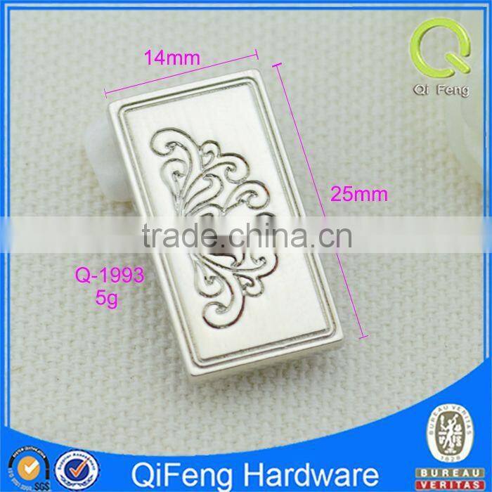 Q-1993 custom metal tags for handbags silver rectangle shape plate
