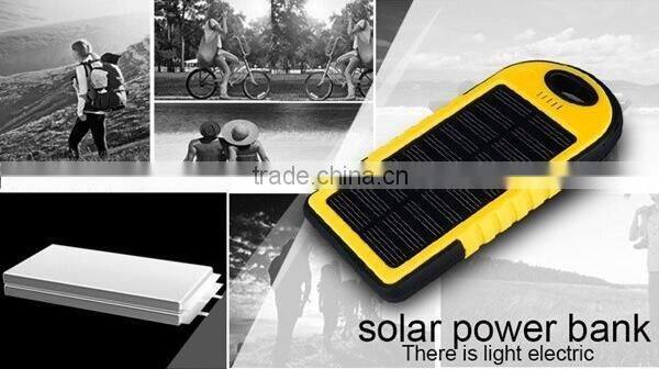 2016 Hotsale Waterproof Solar Power Bank 5000mAh, Portable Solar Charger