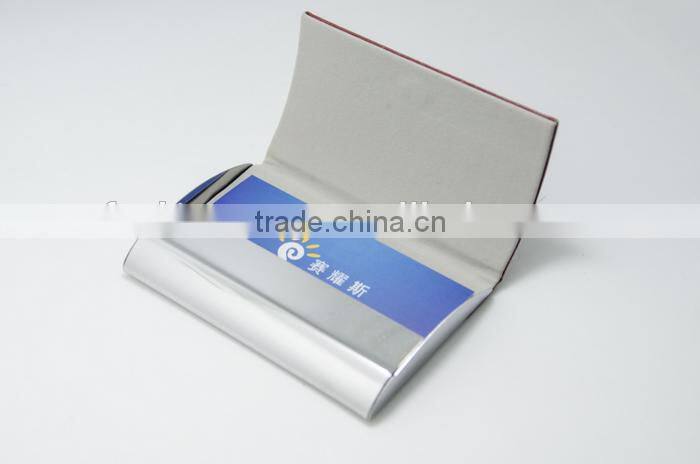 PU leather+stainless steel fashion temperament high-grade business card case for man and women
