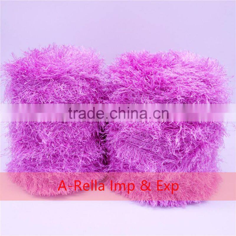 100% polyester feather yarn , with heat setting , crochet yarn