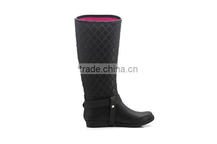 2016 Newest Customised designs Rubber Waterproof girls sex black knee boots