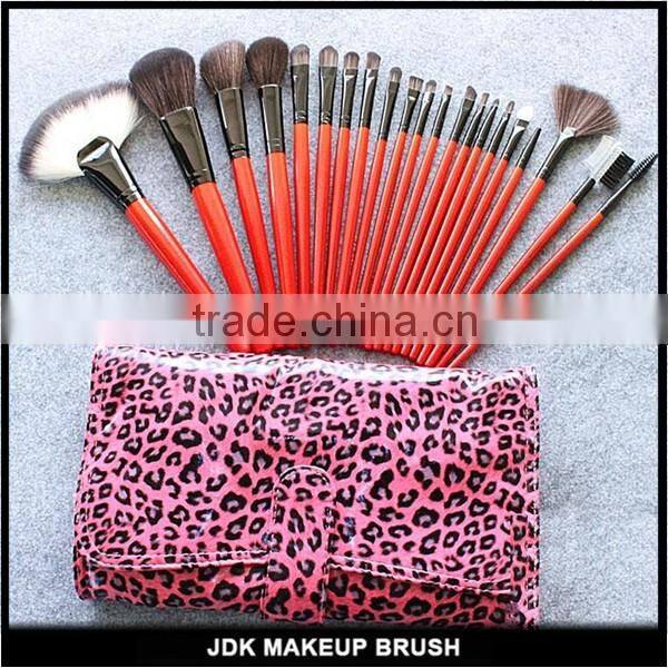 21 pcs cosmetic brush kit Sexy Leopard brush set orange make up brushes pink pu bag