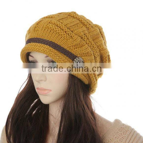 Korean Fashion Womens Warm Winter Crocheted Knit Braided Beanie Ski Hat Skull Cap
