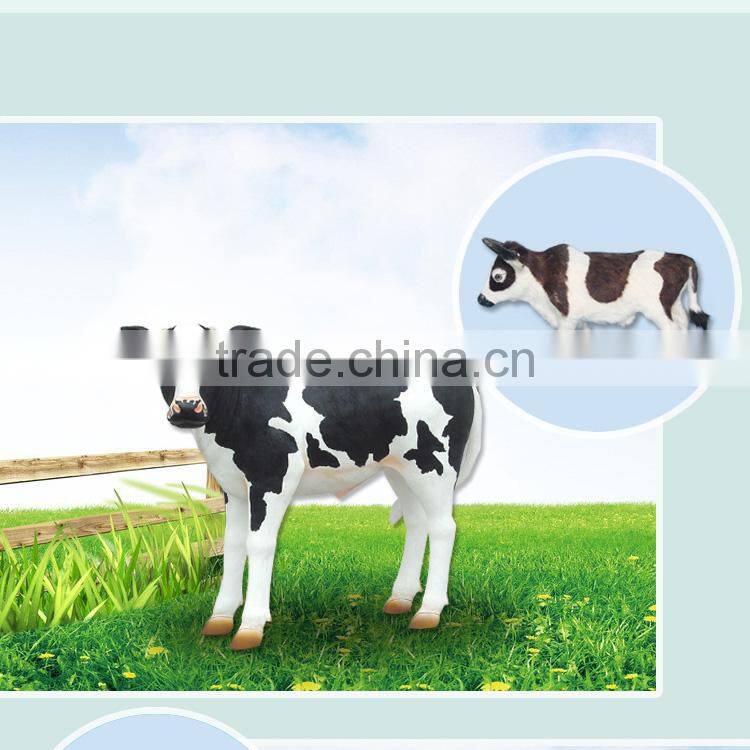 Unique Gift Realistic Farm Animal Fur Covered Plastic Cow Figurine