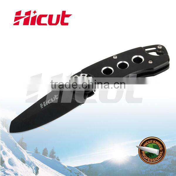 Black Coating Blade Liner Lock Folding Knife, Camping Knife With Clip