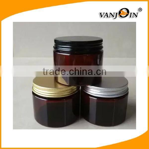 Empty 100g amber plastic jar/ 100g amber PET jar/100g amber cream jar with sticker