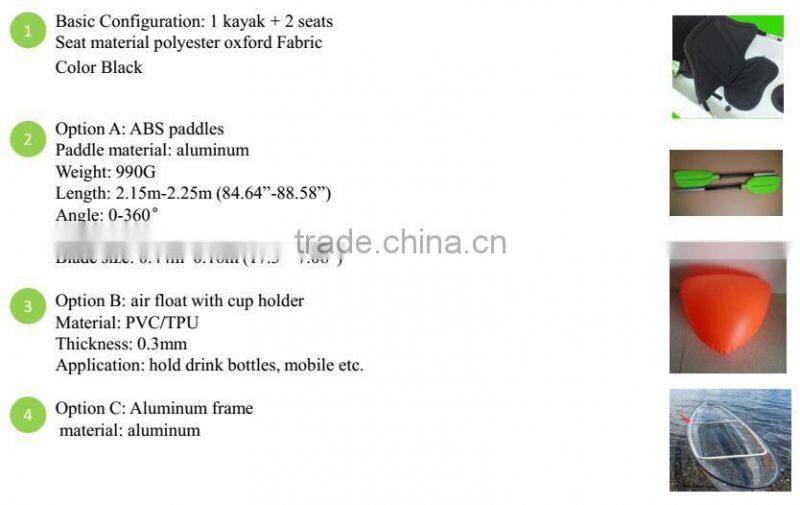 chinese transparent clear fishing kayak boat hull for sale