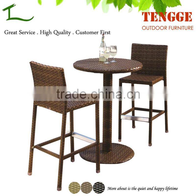 3 pieces outdoor bistro furniture rattan high tables and bar stools