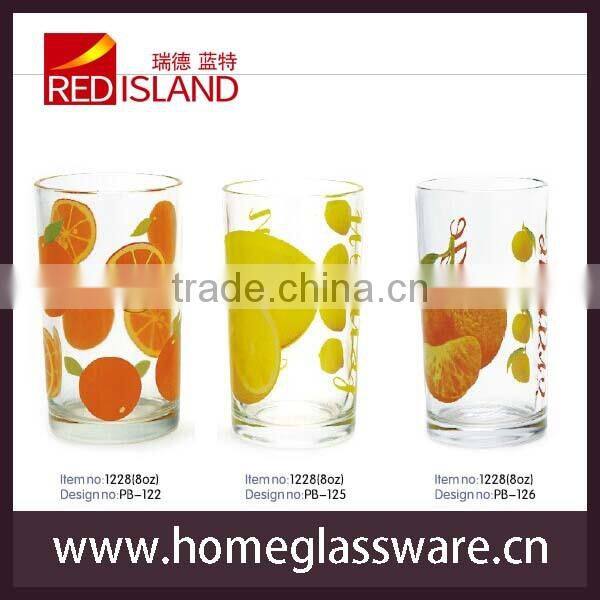 2014 latest new fresh fruits decal design of Whisky glass cup/Glass cup
