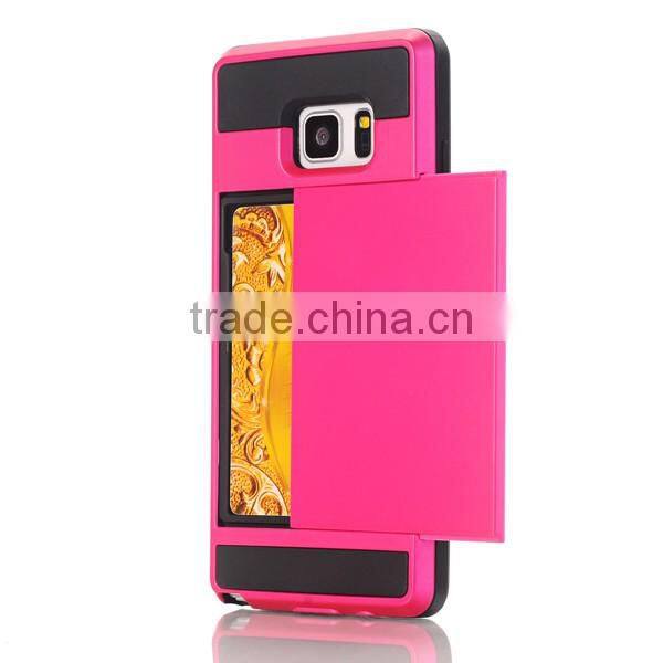 Slip cover card slot phone case TPU + PC phone hull protective back cover for Samsung Note 7
