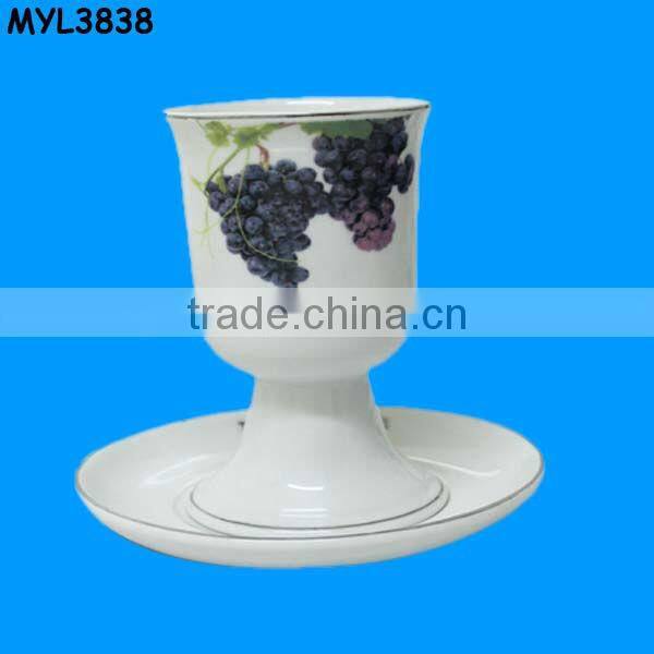 Jewish Shabbat ceramic tall candle stick set