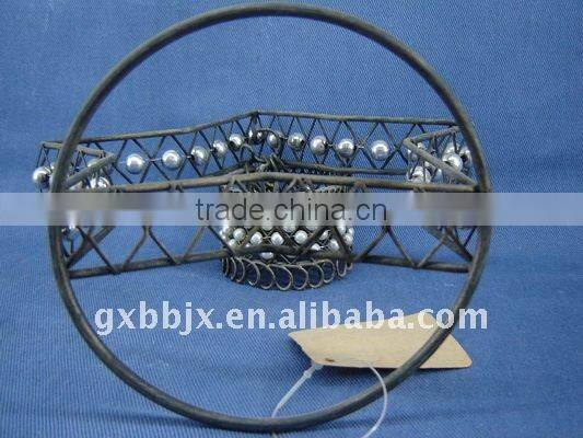 White pearl black wire star shape decorative candlestick craft