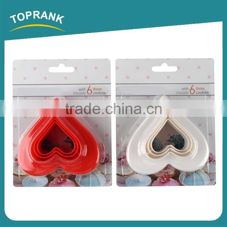 Toprank Custom 3D Cookie Tools 3pcs Heart Shaped Cookies Baking Mould Mini Sandwich Cutter Plastic Biscuit Cutter Cookie Cutter