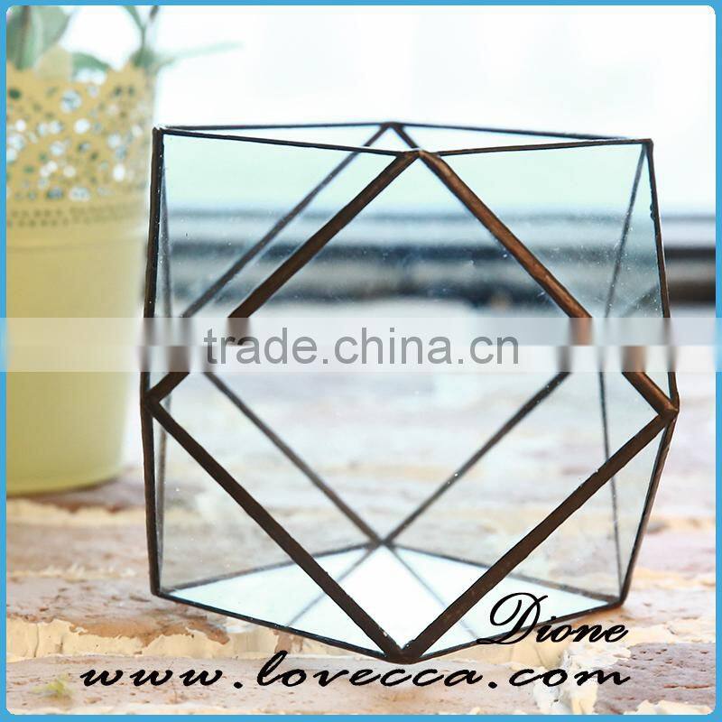 Alloy frame hanging terrarium glass home decoration