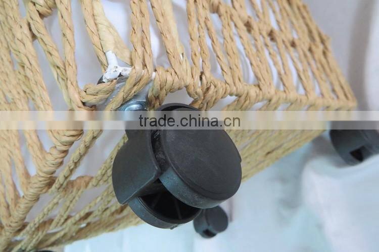 Home large storage handmade twist paper laundry basket with wheels
