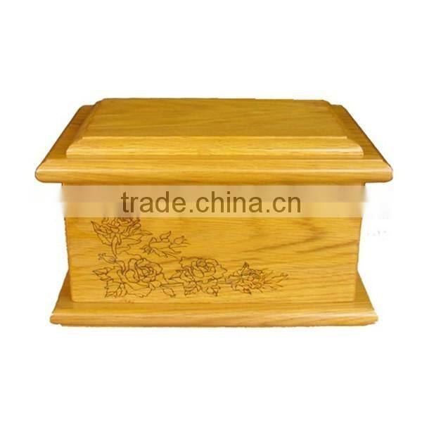 Simple design wholesale wooden urn box for ashes with circle sunken