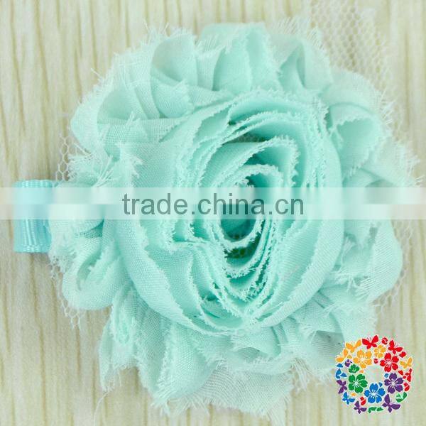 2015 Wholesale Beautiful Red Artificial Chiffon Fabric Flowers For Headbands Hair Accessories