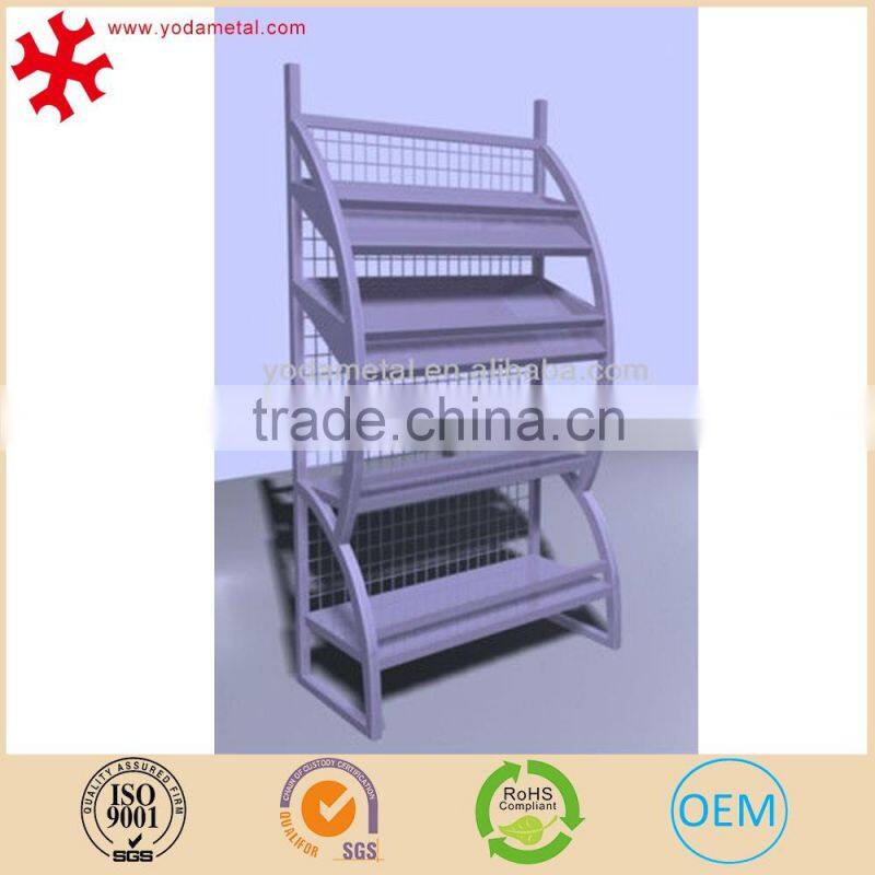 Floor standing metal wire bread display stand rack for supermarket