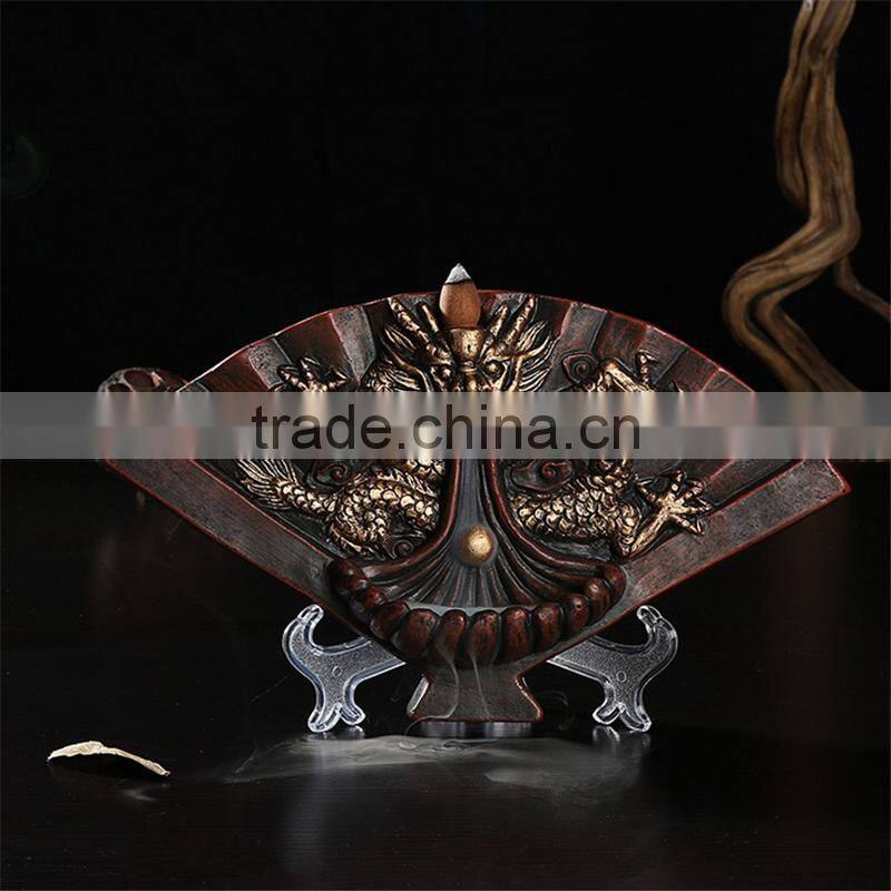 Golden Dragon Fan Incense Backflow Incense Burner Gift & Decor