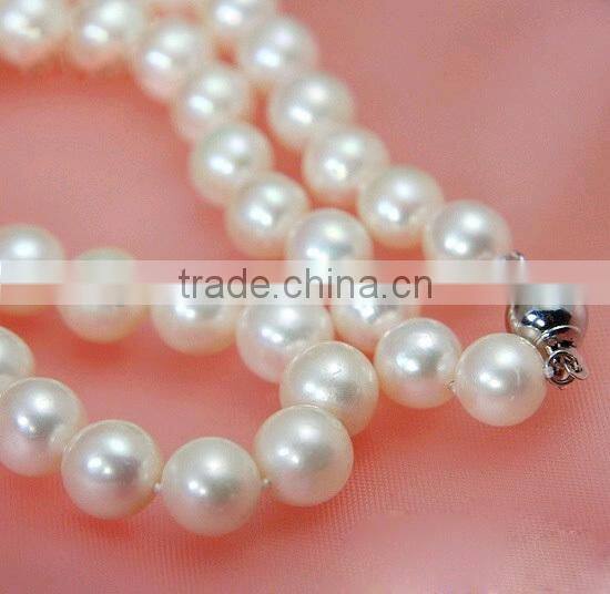 6-7mm White Freshwater Pearl Necklace With 925 Sterling Silver Clasp