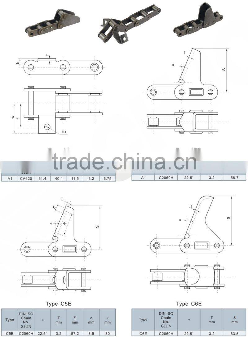 heat treatment conveyor agricultural chain with attachment