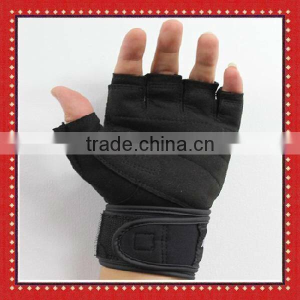 Fingerless suede pig leather fitness gloves