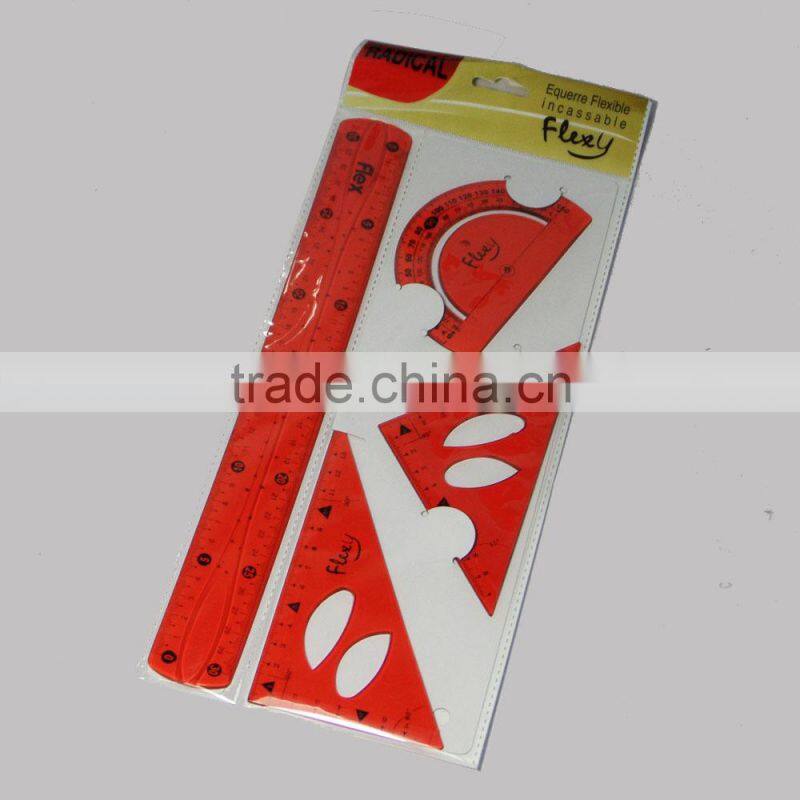 New designer 4pcs clear PVC flexible math set