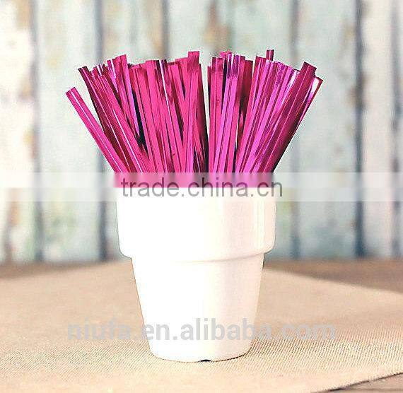 Bakery pink metallic bread bag twist ties, Favor bag ties, Lollipop Twist Ties