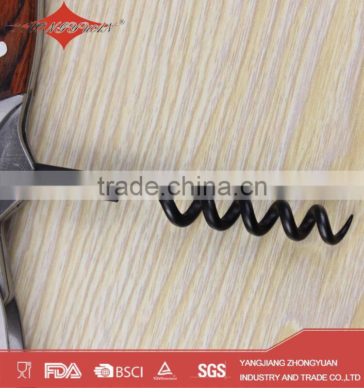 Wood handle bottle cork opener wine corkscrew with knife