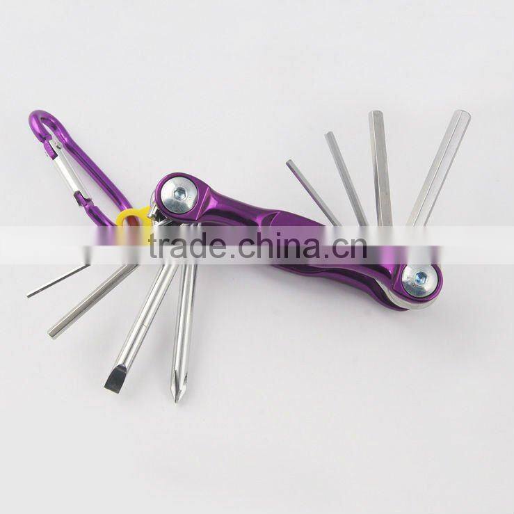 2014 new Stock pocket mini multi aluminium oxide promotion bike keychain tools 606-8