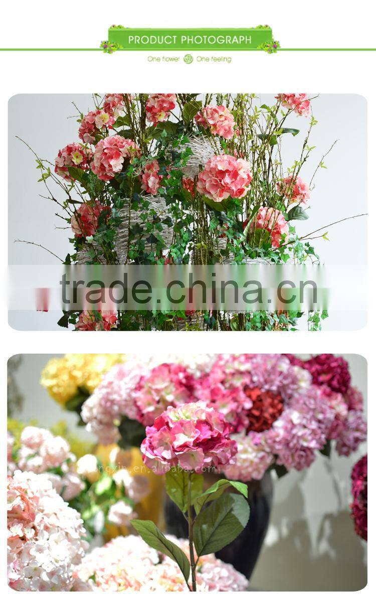 hot sell low moq silk artificial hydrangea fabric flower