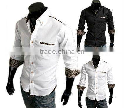 MOQ 5PCS Fashion mens shirts Leopard trimming shirt Italian new design men casual shirts