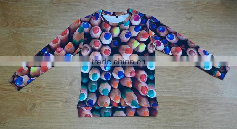 wholesale summer bulk womens clothing fitness apparel 2016 sublimation 3d crewneck custom sweatshirt women printing manufacturer