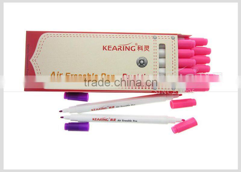 Kearing brand Fabric garment air erasable self vanishing violet+pink color Dual tipped air erasable marker # AT10-VP