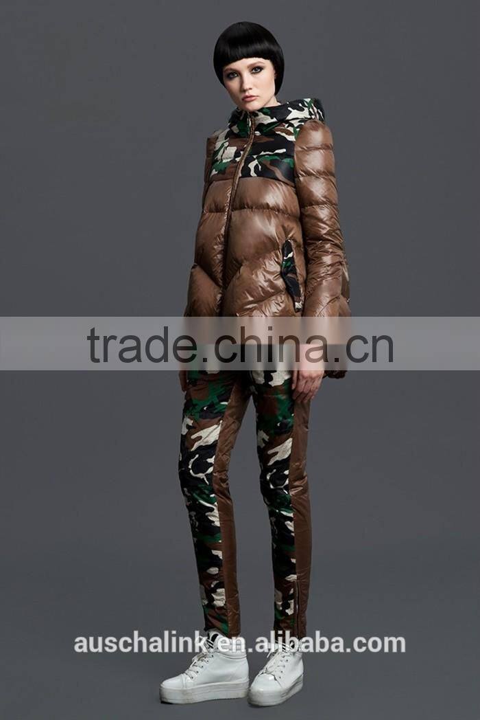 european style women camo down filled winter keep warm pants